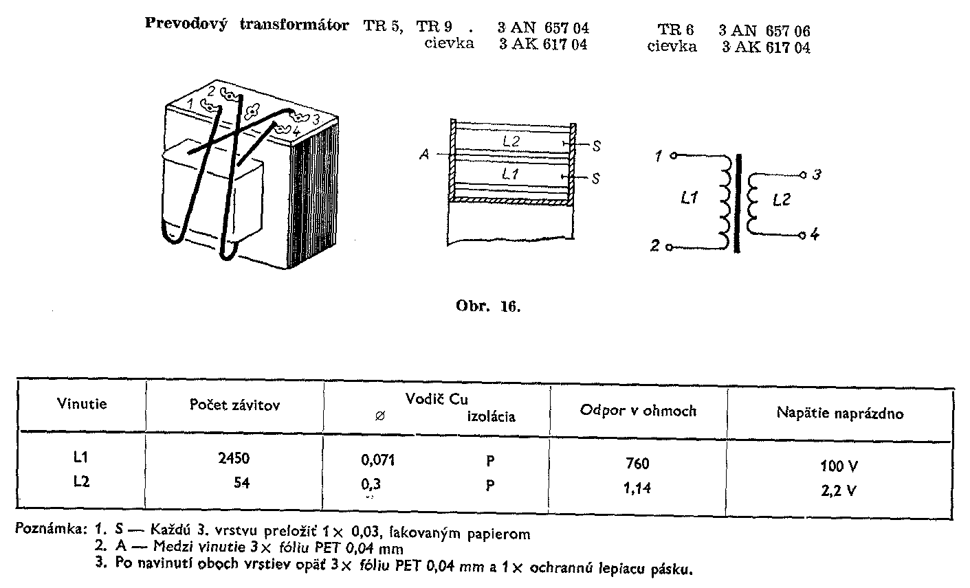Navíjací predpis transformátora 3AN65704 (kliknutím sa zobrazí v plnom rozlíšení)