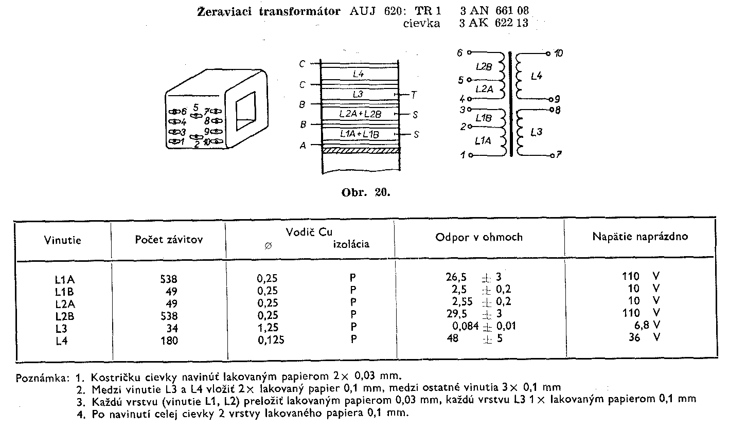 Navíjací predpis transformátora 3AN66108 (kliknutím sa zobrazí v plnom rozlíšení)